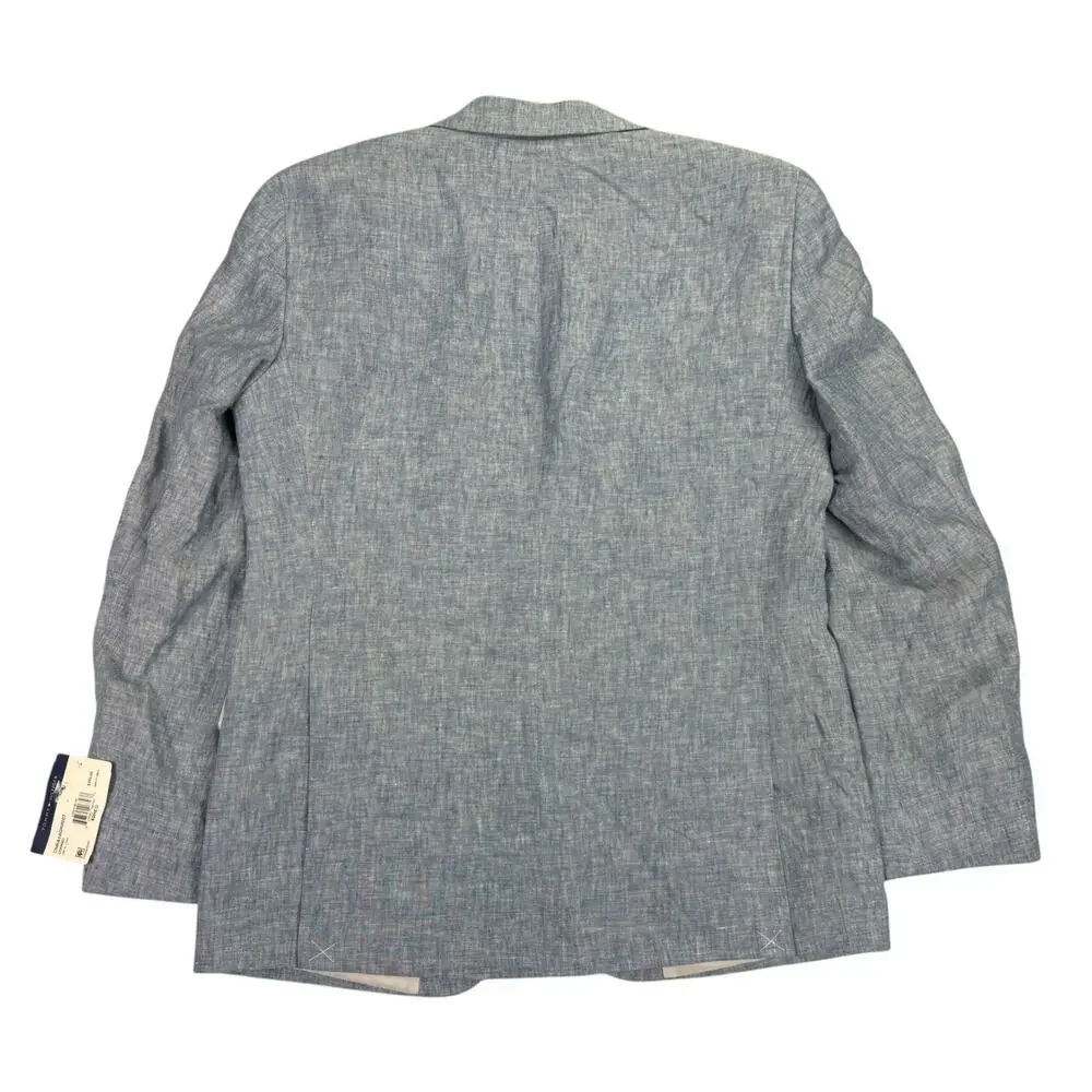 Tommy Hilfiger Mens Modern Fit 100% Linen Solid Sport Coat Light Blue 40R
